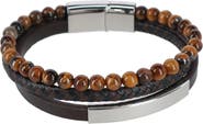 Trafalgar Beaded and Leather 3 Strand Bracelet