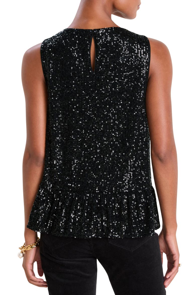 Sequin Peplum Top, Alternate, color, JET BLACK