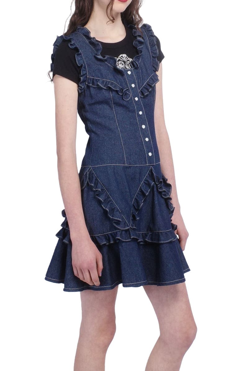 Anna Sui Denim Ruffle Dress, Alternate, color, Denim