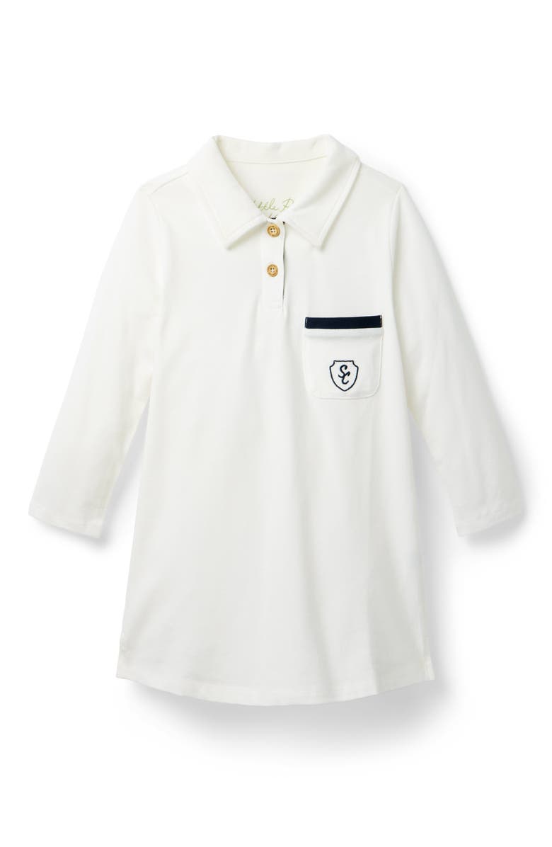 Little Paper Kids Addison Long Sleeve Polo Dress, Main, color, Off-White