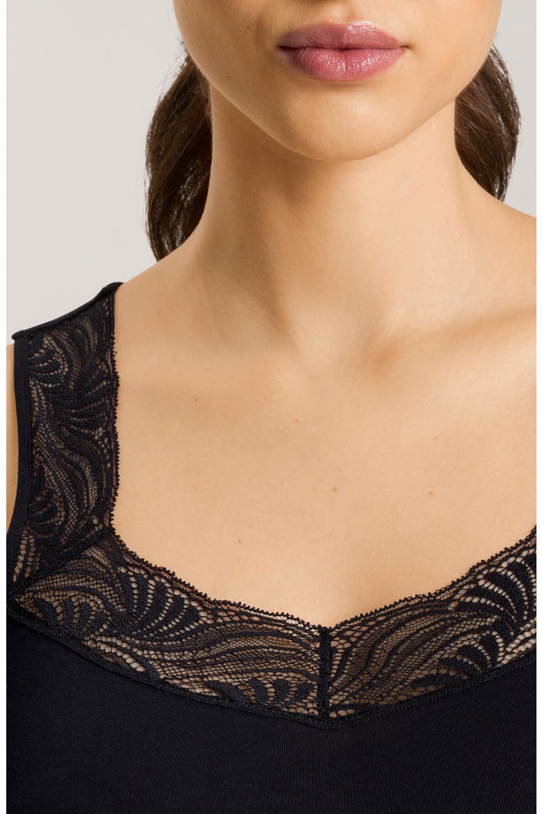 Cotton Delight Lace Trim Tank Top, Alternate, color, BLACK