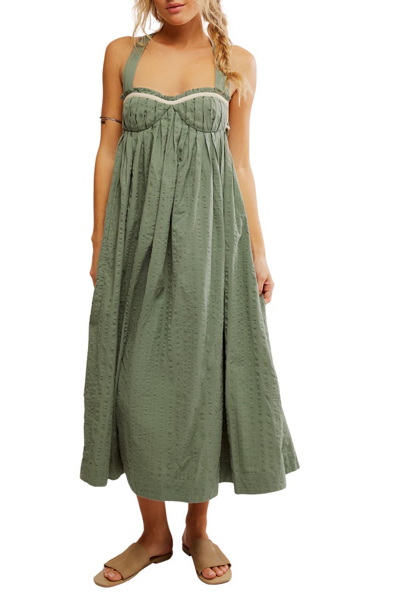 Free People Poppy Cotton Seersucker Midi Dress, Main, color, Lily Pad