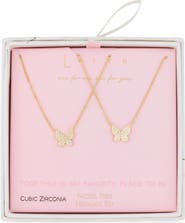 Leith Together Is My Favorite Place To Be Set of 2 Cubic Zirconia Butterfly Pendant Necklaces