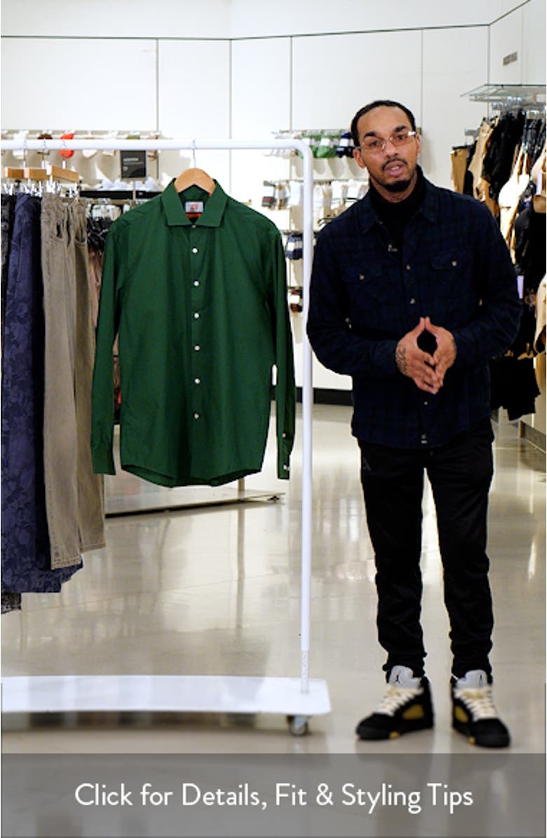 Glorious Green Solid Button-Up Shirt, sales video thumbnail