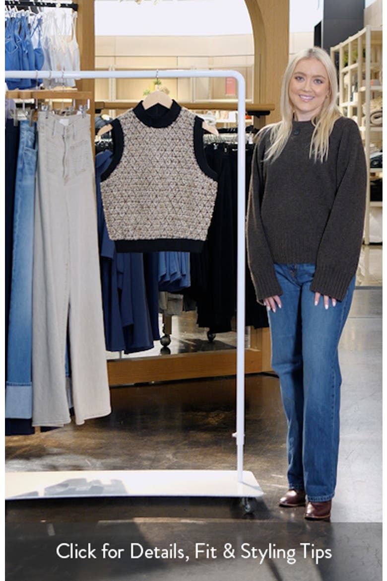 Sequins Mock Neck Tweed Sweater Vest video