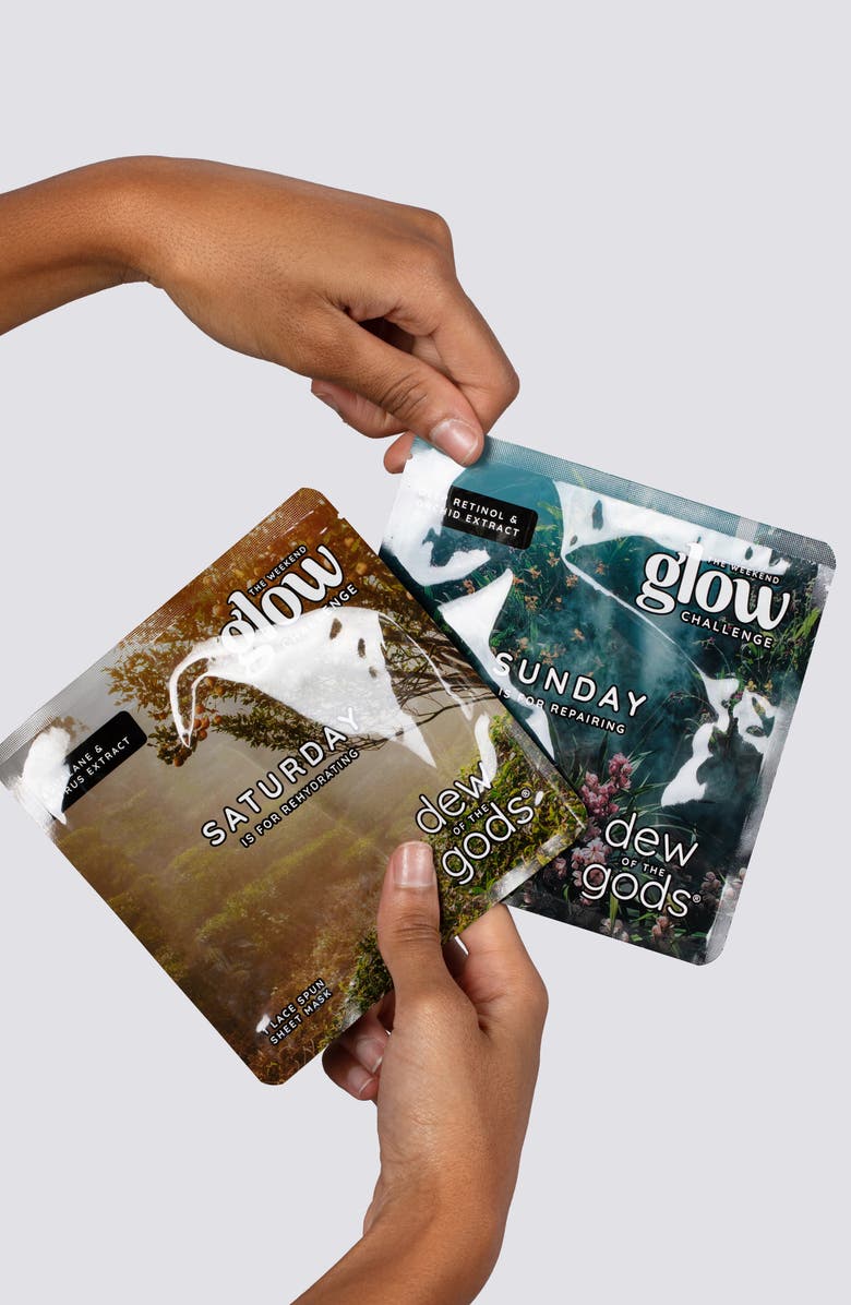 DEW OF THE GODS The Weekend Glow Challenge Face Mask Set, Alternate, color,
