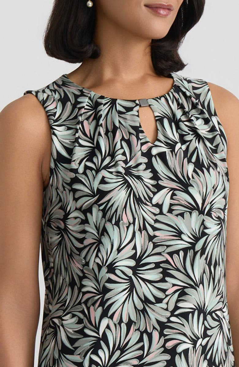 KASPER Print Pleat Neck Sleeveless Top, Alternate, color, Black Multi
