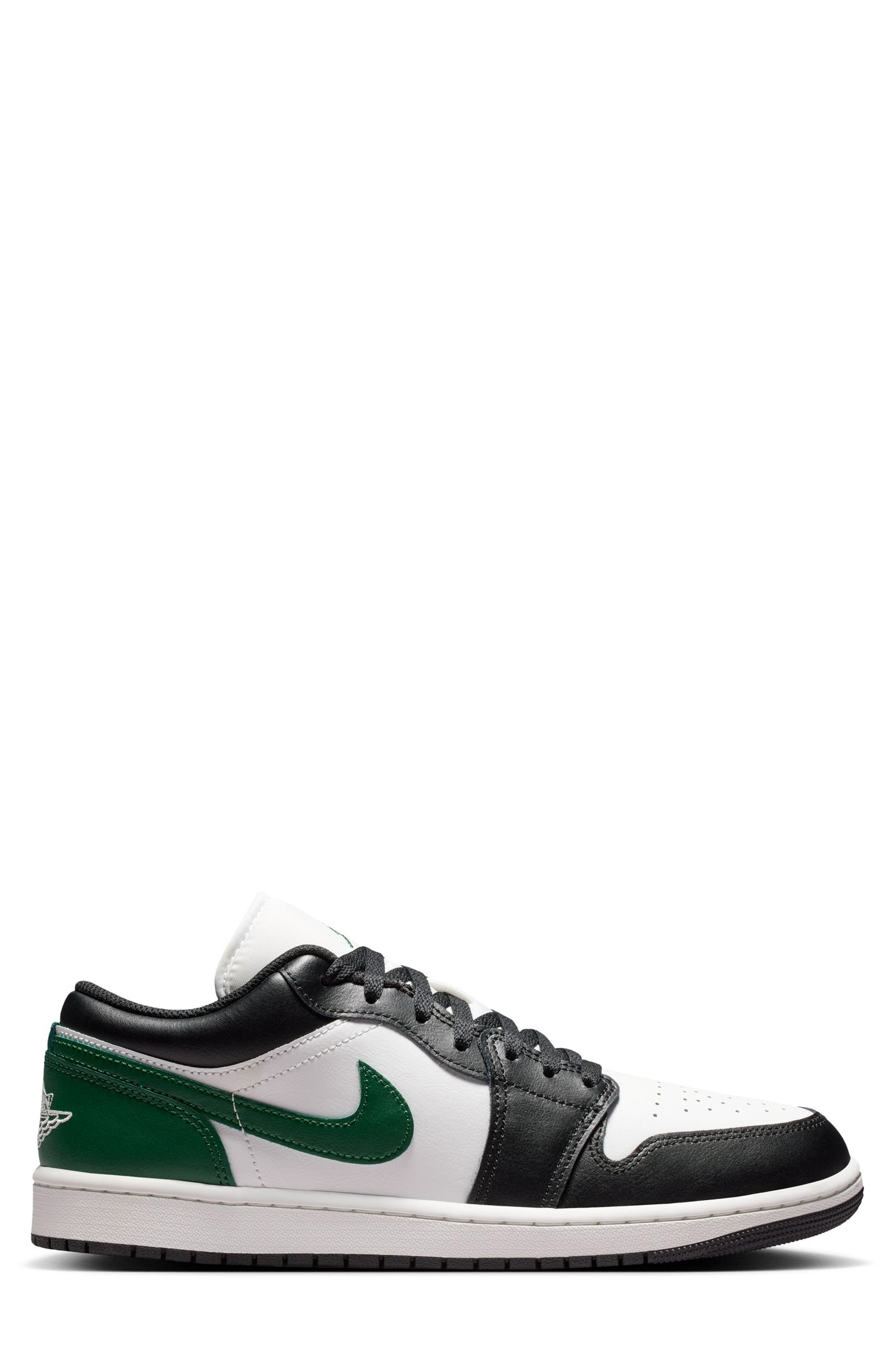 Air Jordan 1 Low Basketball Sneaker, Alternate, color, BLACK/ GRG GREEN/ SMMT WHITE