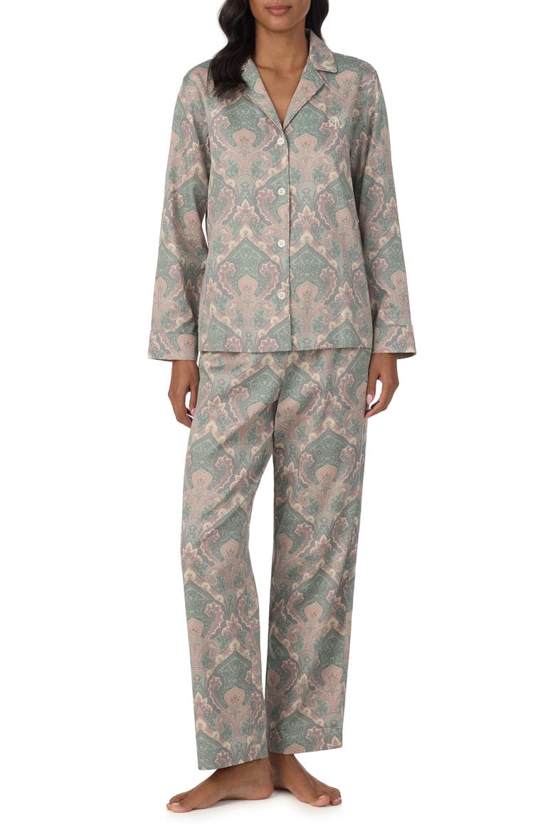 Printed Cotton & Viscose Pajamas, Main, color, MULTI PAISLEY