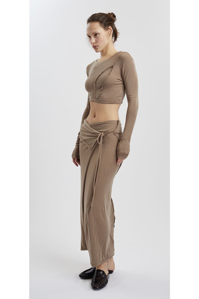 Papper Wrap Skirt, Main, color, BROWN