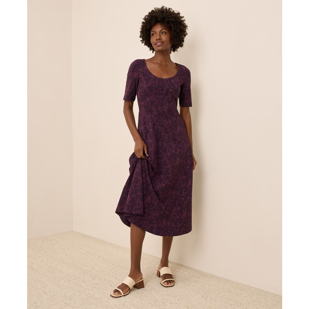 Pact Fit & Flare Signature Scoop Dress In Brown