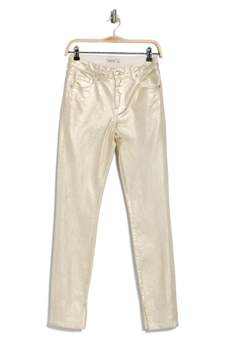 Rae Metallic High Waist Ankle Skinny Jeans, Alternate, color, MATTE GOLD