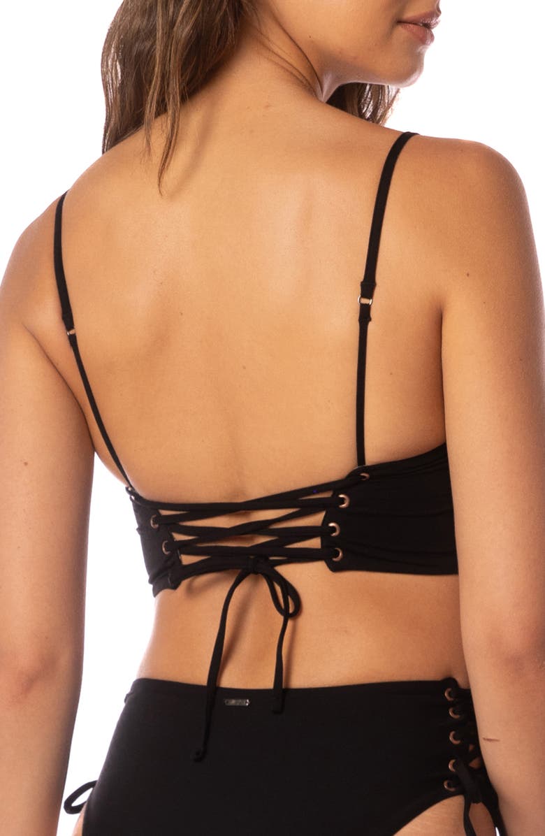 Maaji Twinkly Lace-Up Reversible Bikini Top, Alternate, color, Black