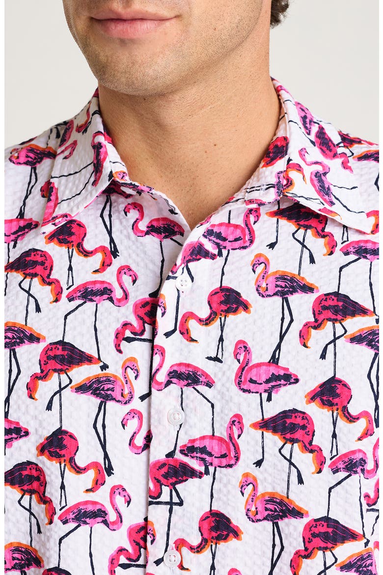 Riviera Short Sleeve Shirt, Alternate, color, FLAMINGOS