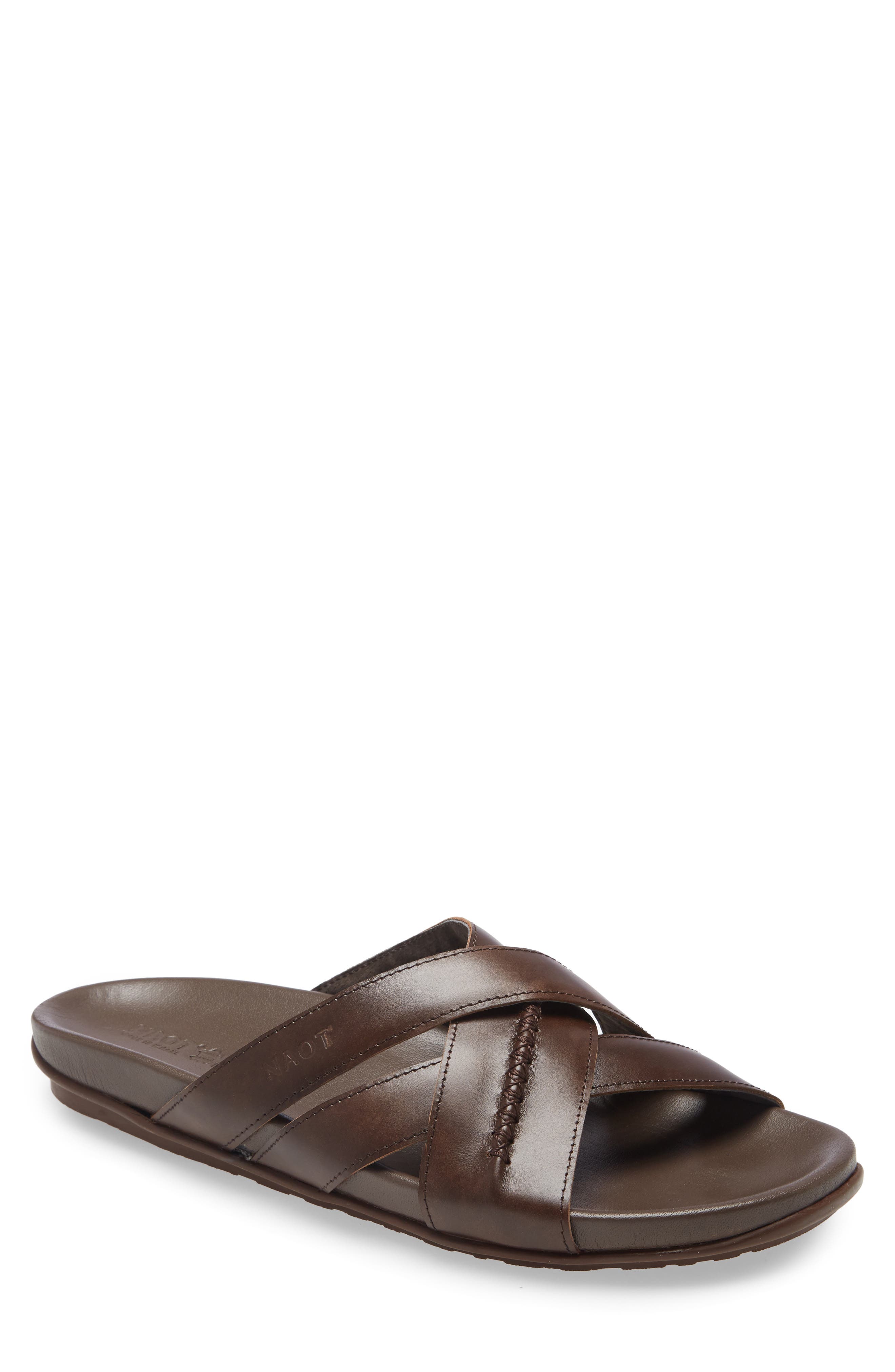 Anegada Slide Sandal, Main, color, PECAN BROWN LEATHER