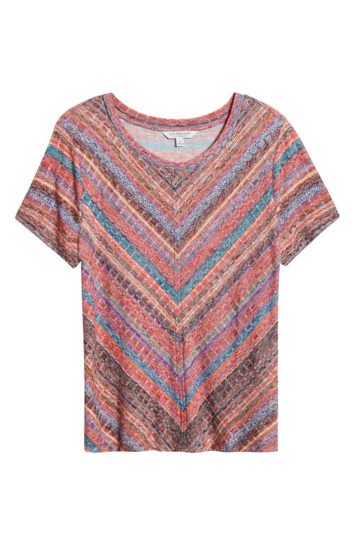 Liverpool Los Angeles Liverpool Plus Size Ikat-print Mitered Knit Short-sleeve Top In Paradise Multi Stripe