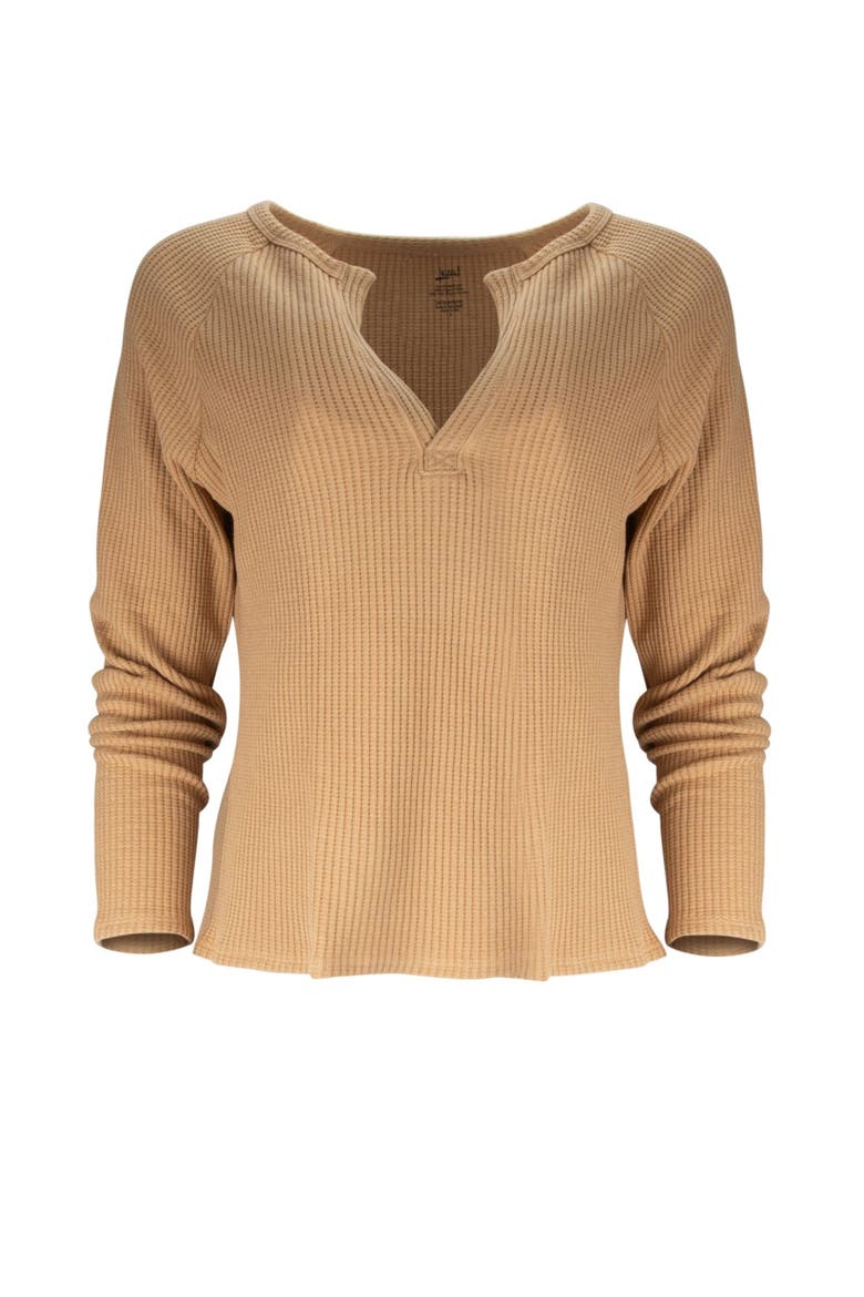 Jules Waffle Knit Organic Cotton V-Neck Pullover, Main, color, Iced Coffee