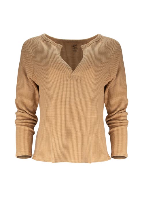 Lezat Jules Waffle Knit Organic Cotton V-neck Pullover In Brown