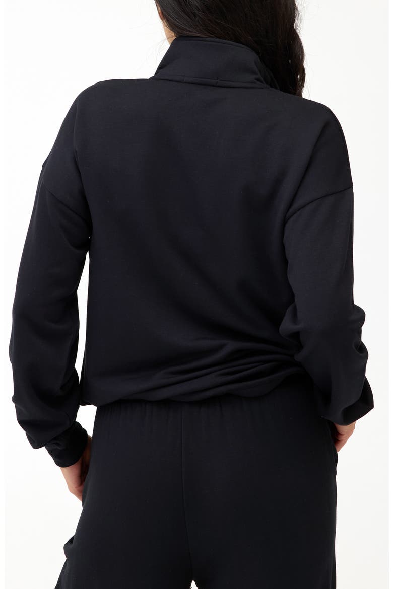 Nyla Fleece Half Zip Pullover, Alternate, color, BLACK/ ULTRA MAROON