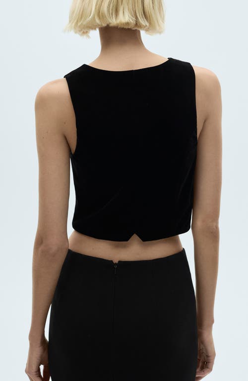 Shop Mango Xenphi Velvet Vest In Black
