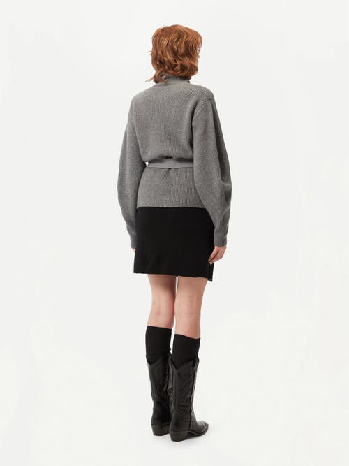 Gobi Mongolian Cashmere Belted Cashmere Turtleneck In Dim Gray