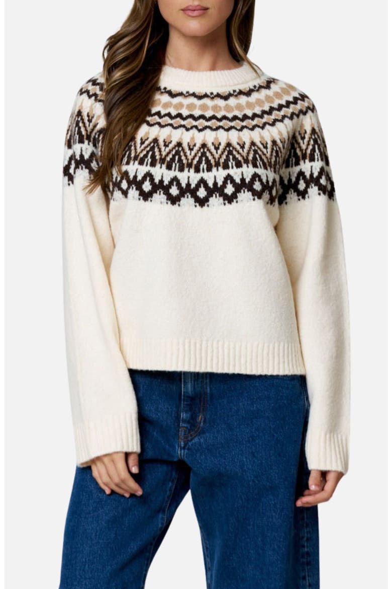 Fair Isle Crewneck Sweater, Main, color, CREAM