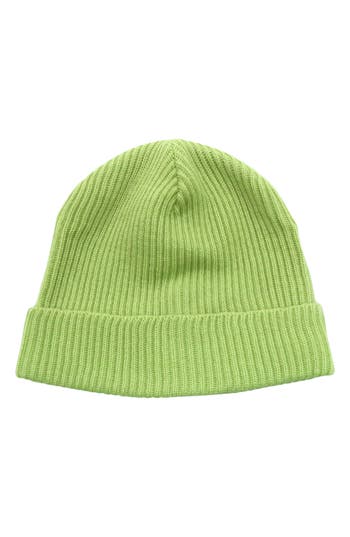 Portolano Merino Wool Rib Cuff Beanie In Green
