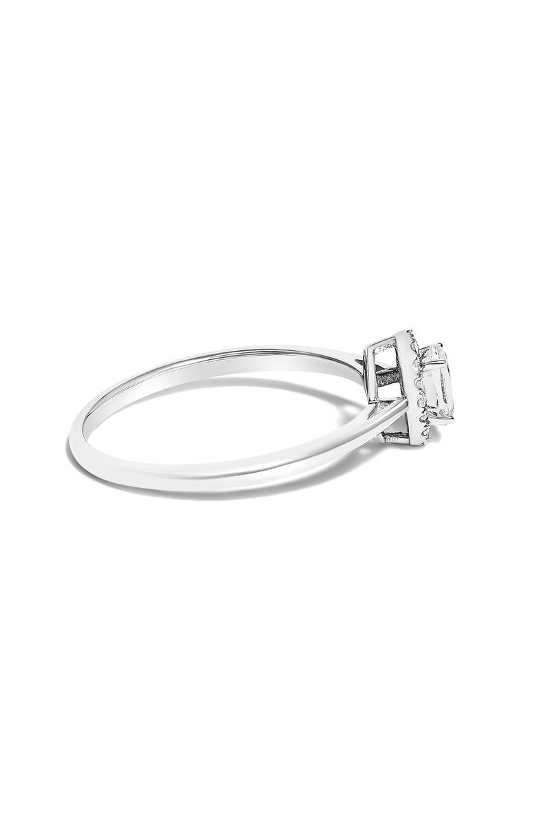 Haus of Brilliance 10K White Gold Oval and Diamond Accent Halo Birthstone Ring, Alternate, color, White Topaz