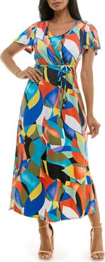 Nina Leonard Tie Waist Maxi Dress