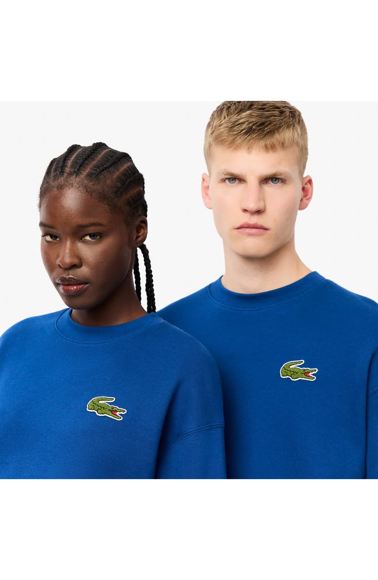 Lacoste Loose Fit Cotton French Terry Sweatshirt, Alternate, color, Globe