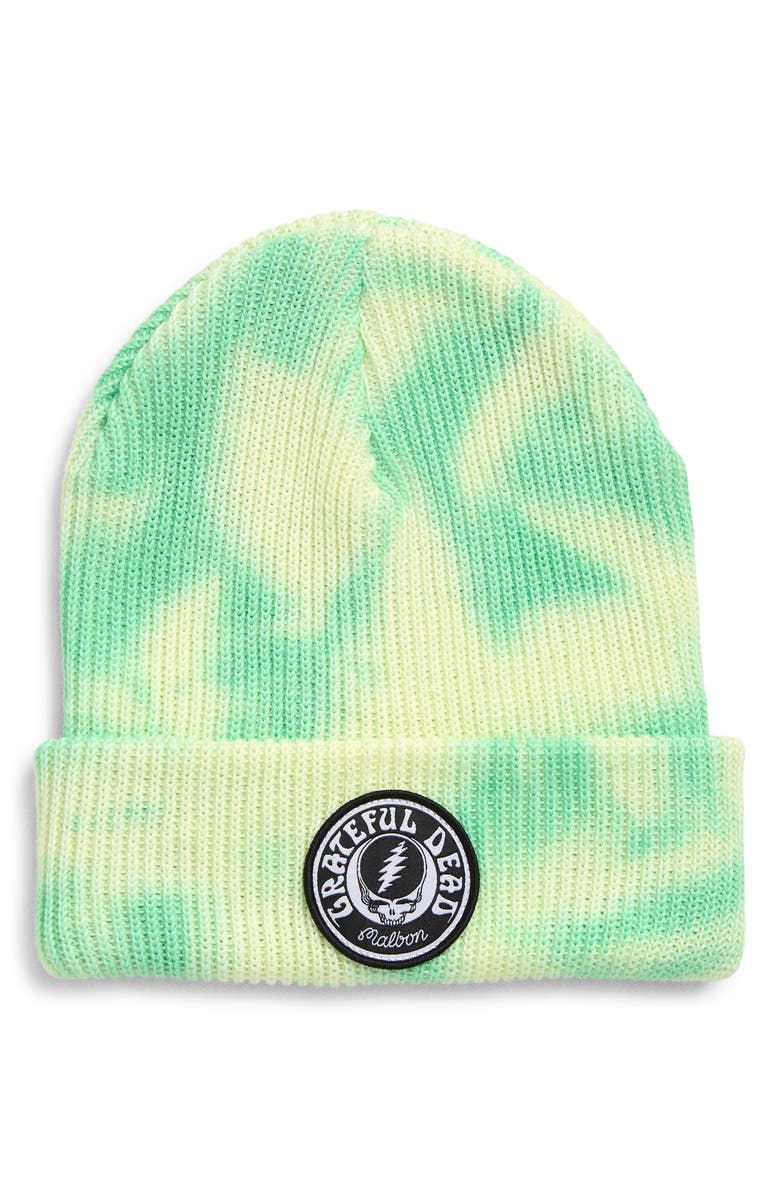 Malbon Golf Grateful Dead Sealie Beanie, Main, color, Green Tie Dye