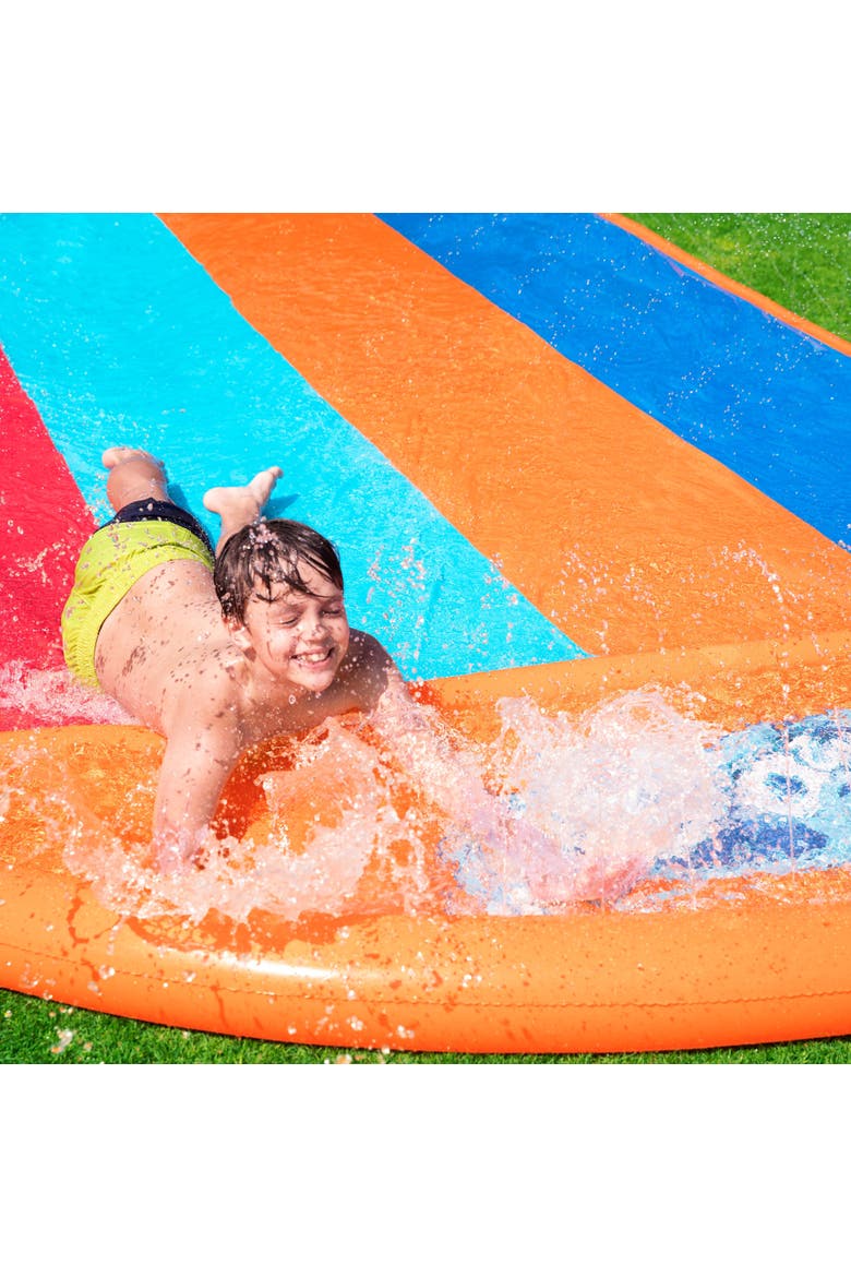 16' Quadruple Inflatable Water Slide With Splash Landing, Alternate, color, Multicolored