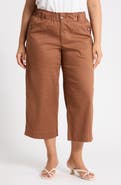 Democracy Button Pocket Crop Wide Leg Pants