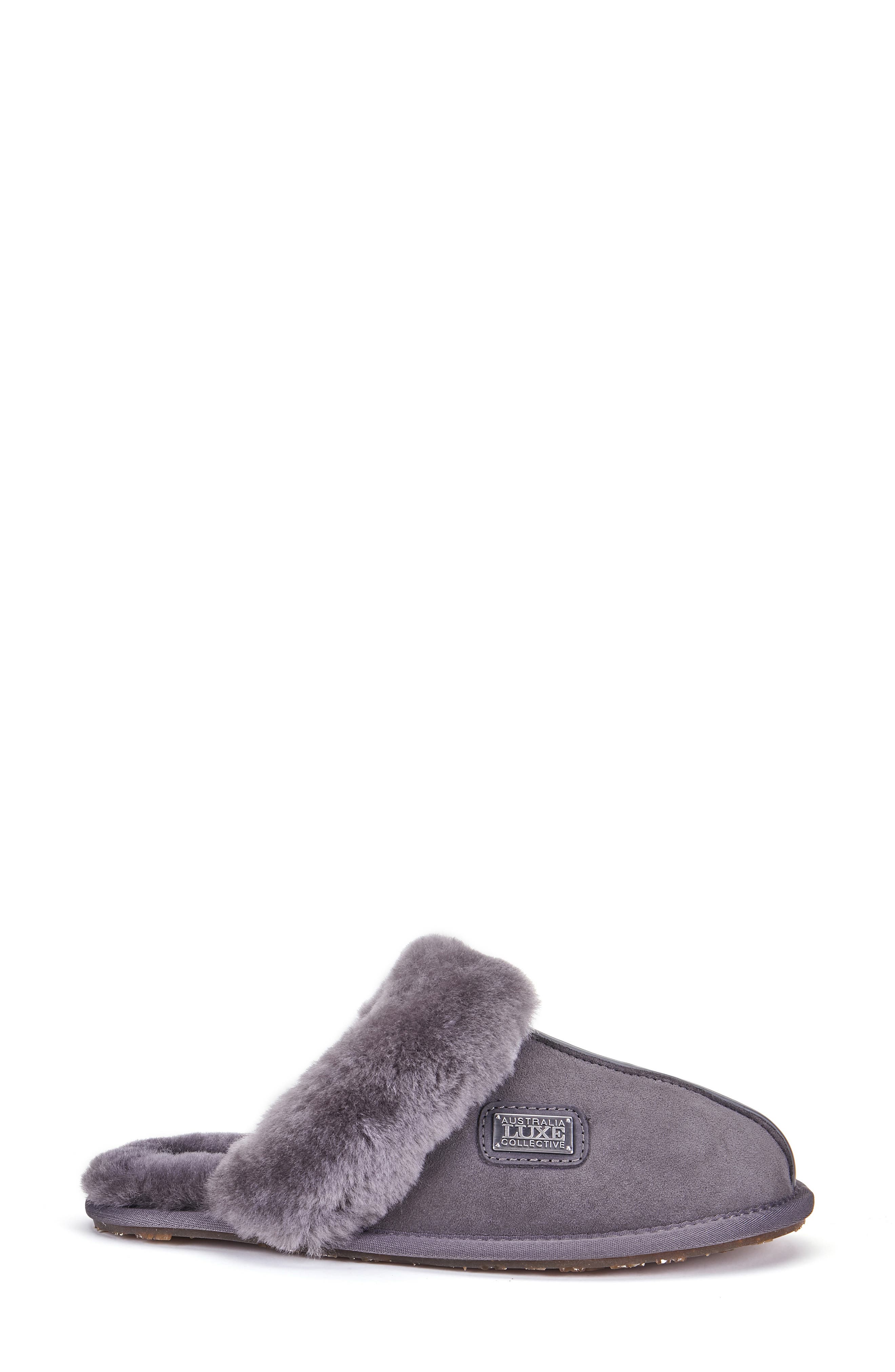 Australia Luxe Collective Genuine Shearling Mule Slipper, Alternate, color, Gray