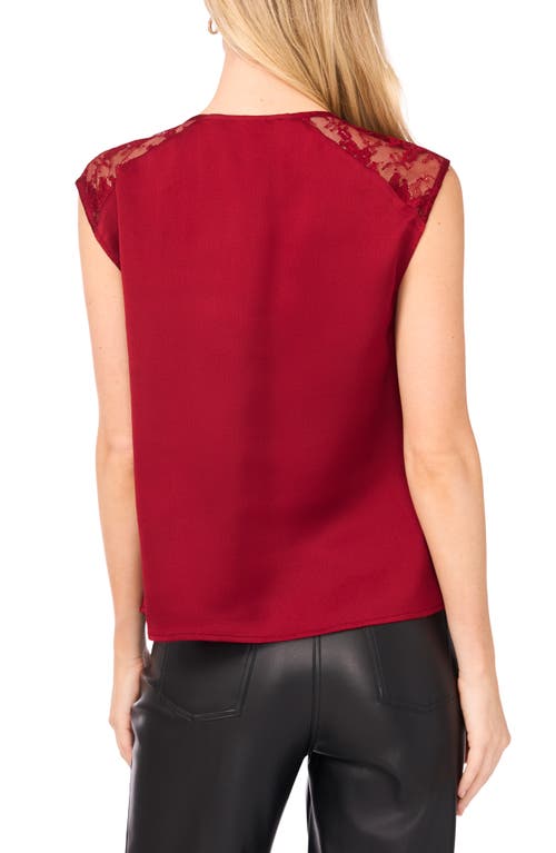 Vince Camuto Lace Trim Cowl Neck Sleeveless Top In Red