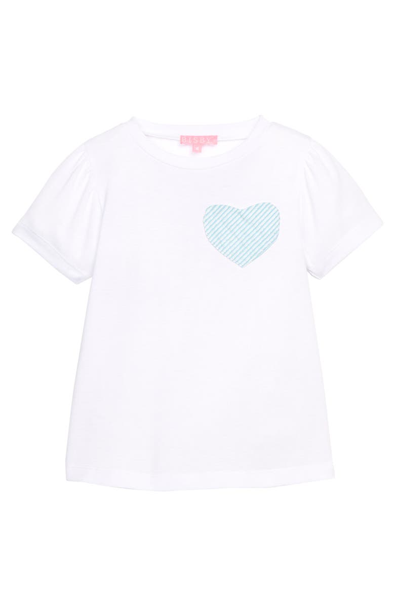 BISBY Kids' Essential Pocket Tee, Main, color, Aqua Seersucker Heart