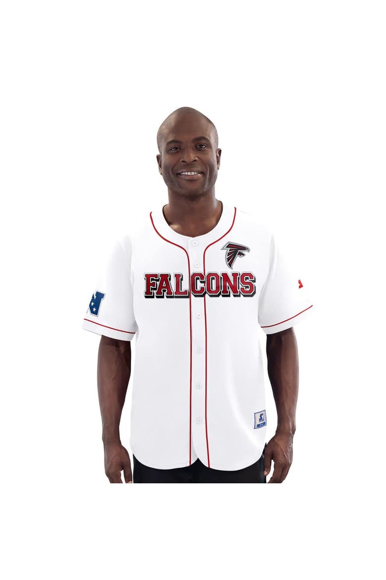 Men's Starter  White Atlanta Falcons Relay Full-Button Baseball Jersey, Main, color, White