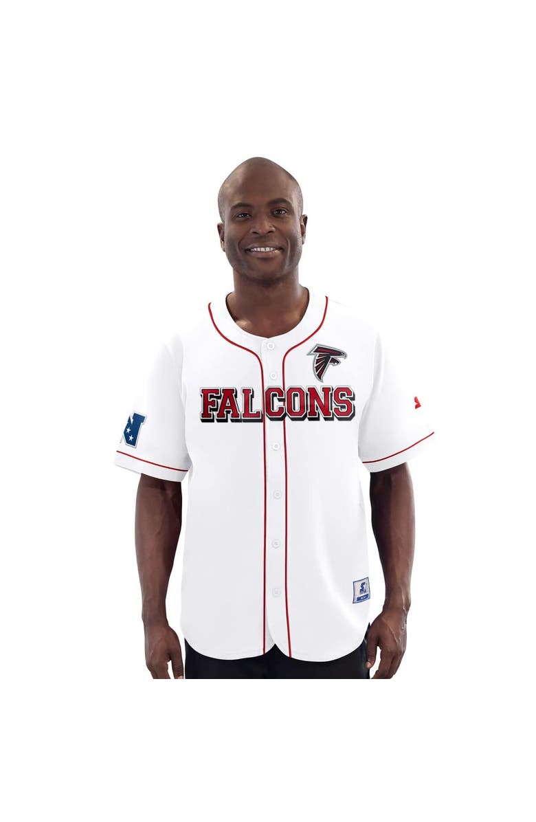 STARTER Men's Starter White Atlanta Falcons Relay Full-Button Baseball Jersey, Main, color, White