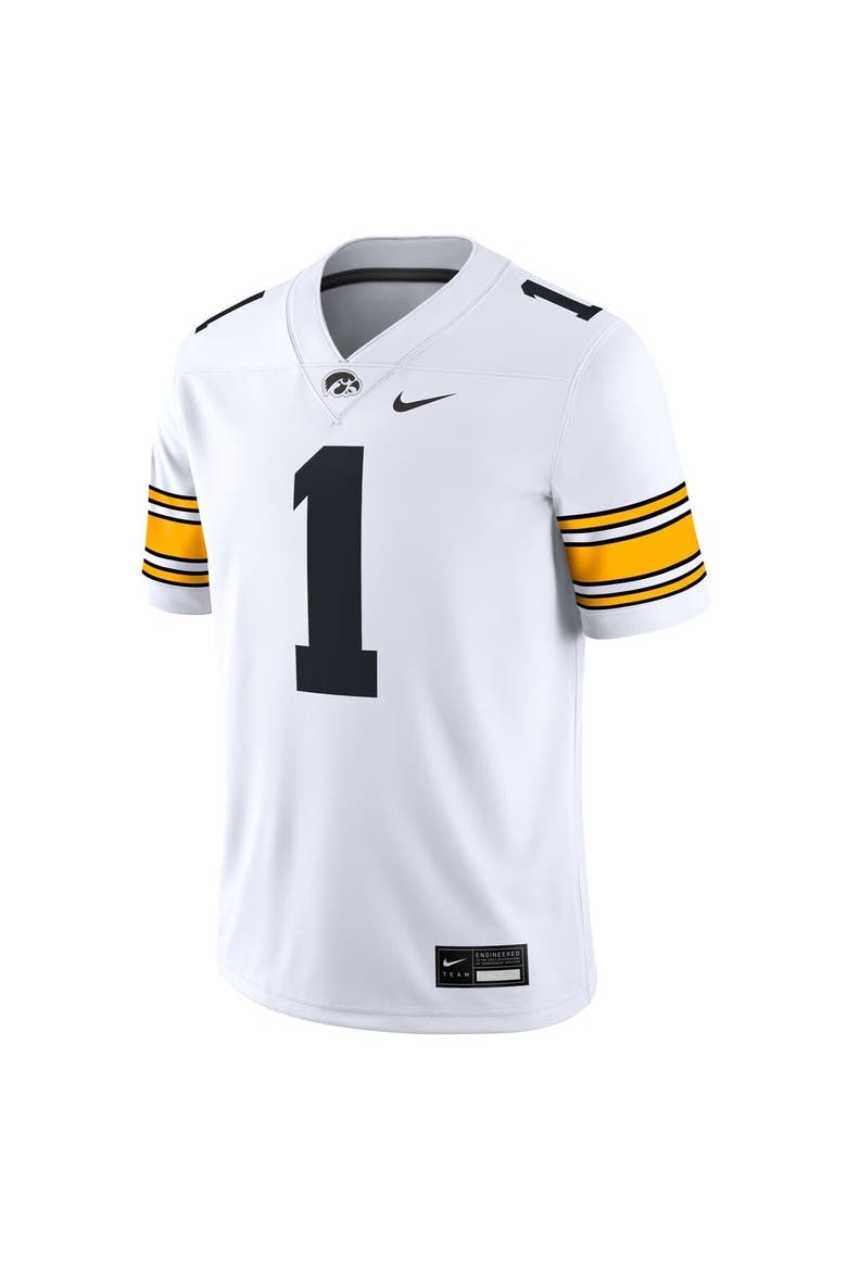 Men's Nike #1 White Iowa Hawkeyes Game Jersey, Alternate, color, White