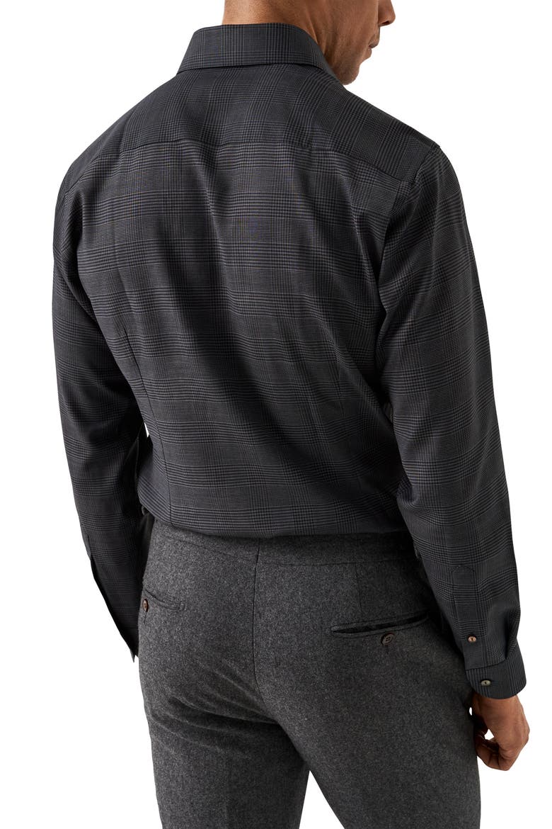 Slim Fit Check Merino Wool Button-Up Shirt, Alternate, color, DARK GREY