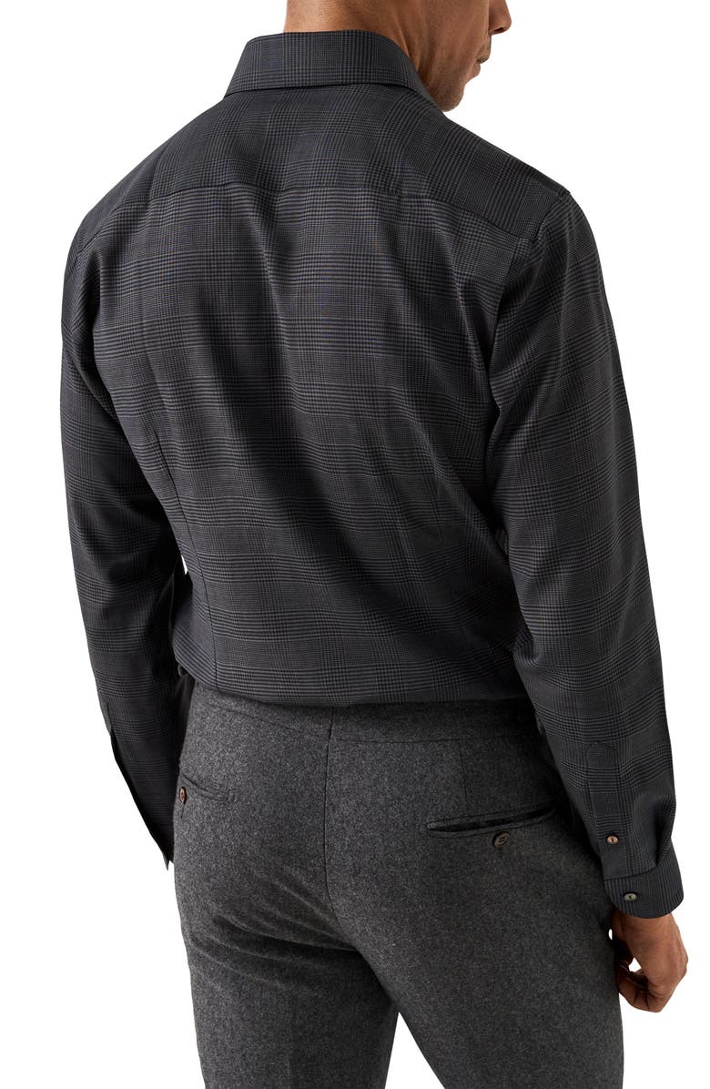 Eton Slim Fit Grey Glen Check Wool Dress Shirt, Alternate, color, Dark Grey