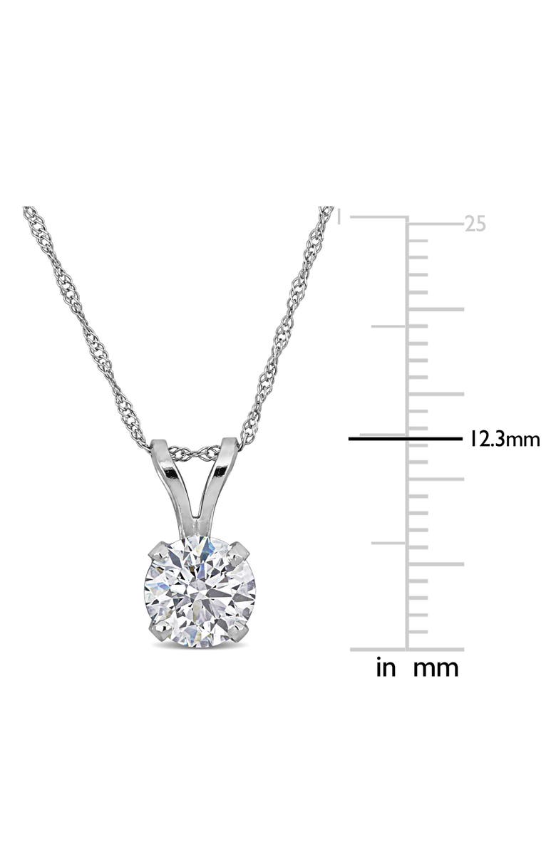 Created Forever 14K White Gold Round Lab Grown Diamond Solitaire Pendant Necklace, Alternate, color, Silver