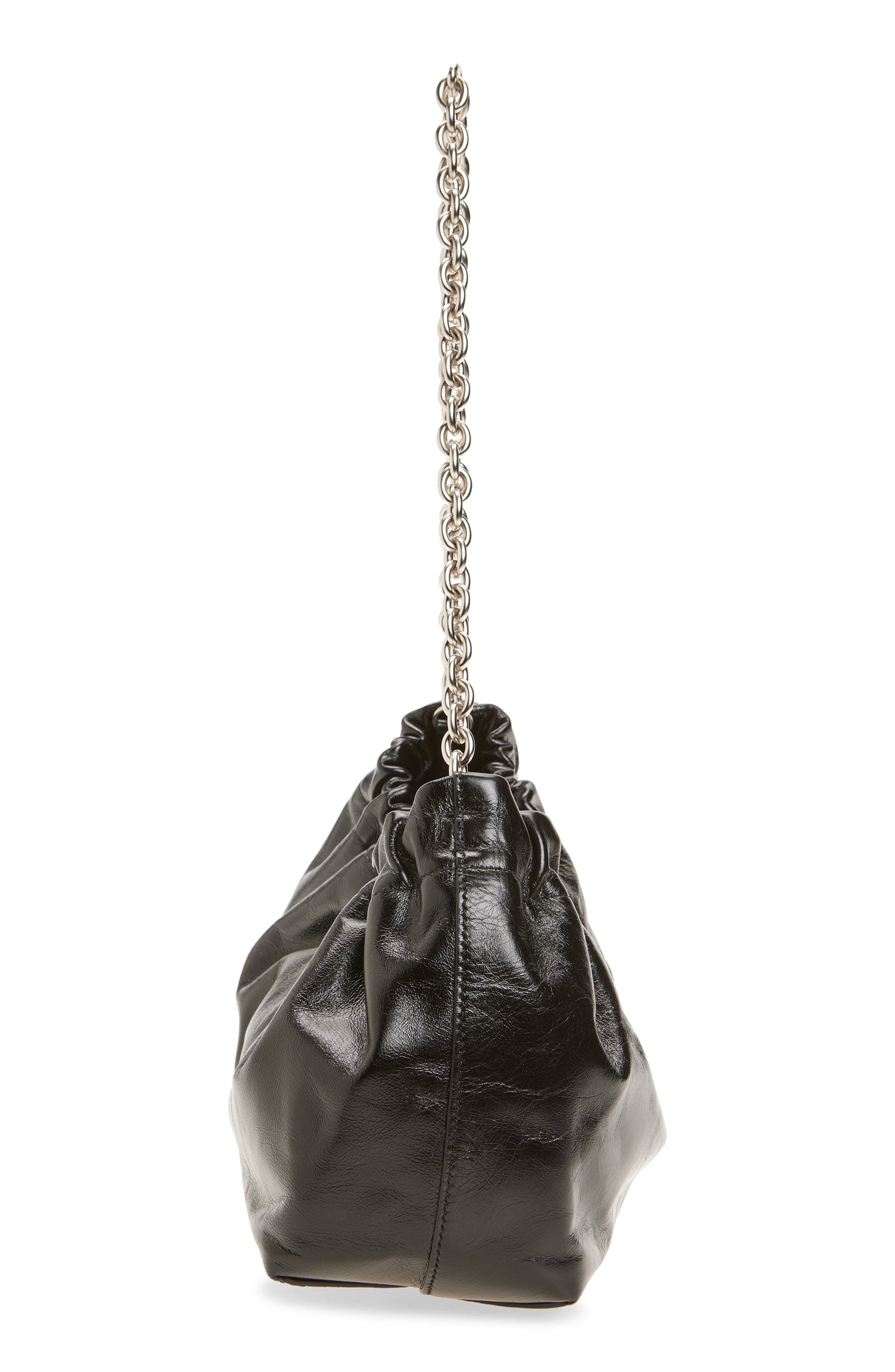 Reformation Dahlia Leather Shoulder Bag, Alternate, color, Black Leather