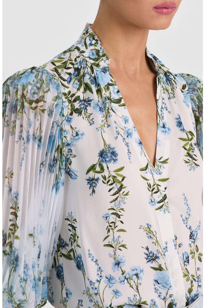 Ilan Floral Pleated Sleeve Button-Up Shirt, Alternate, color, FRESH AIR CAROLINA BLUE