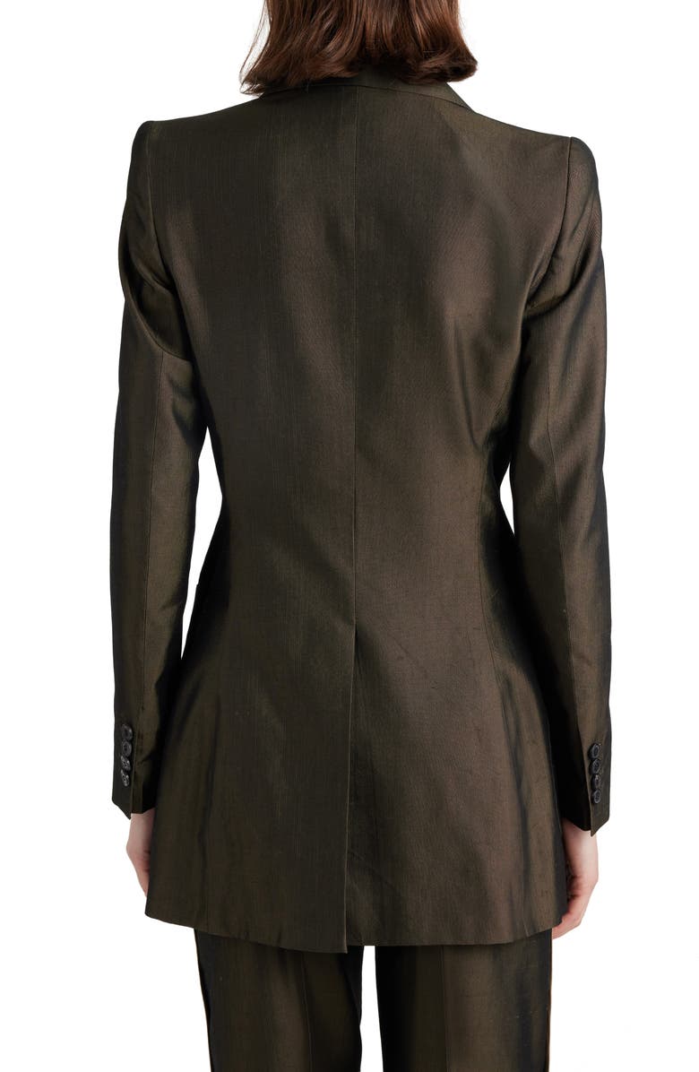 Dries Van Noten Bymee Double Breasted Cotton & Silk Blend Blazer, Alternate, color,