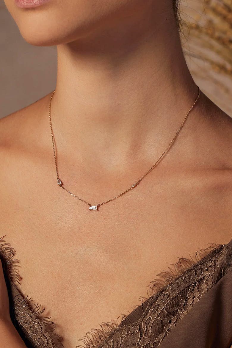 Sterling Silver 18k Gold Plated Tressa Necklace Dainty Modern Gift, Alternate, color, Gold