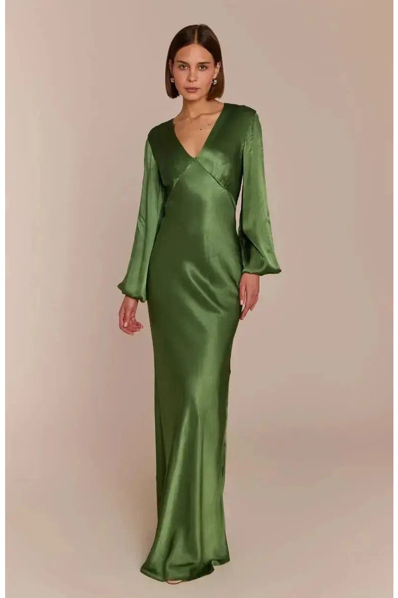 Valencia Long Sleeve Dress, Main, color, Olive Green