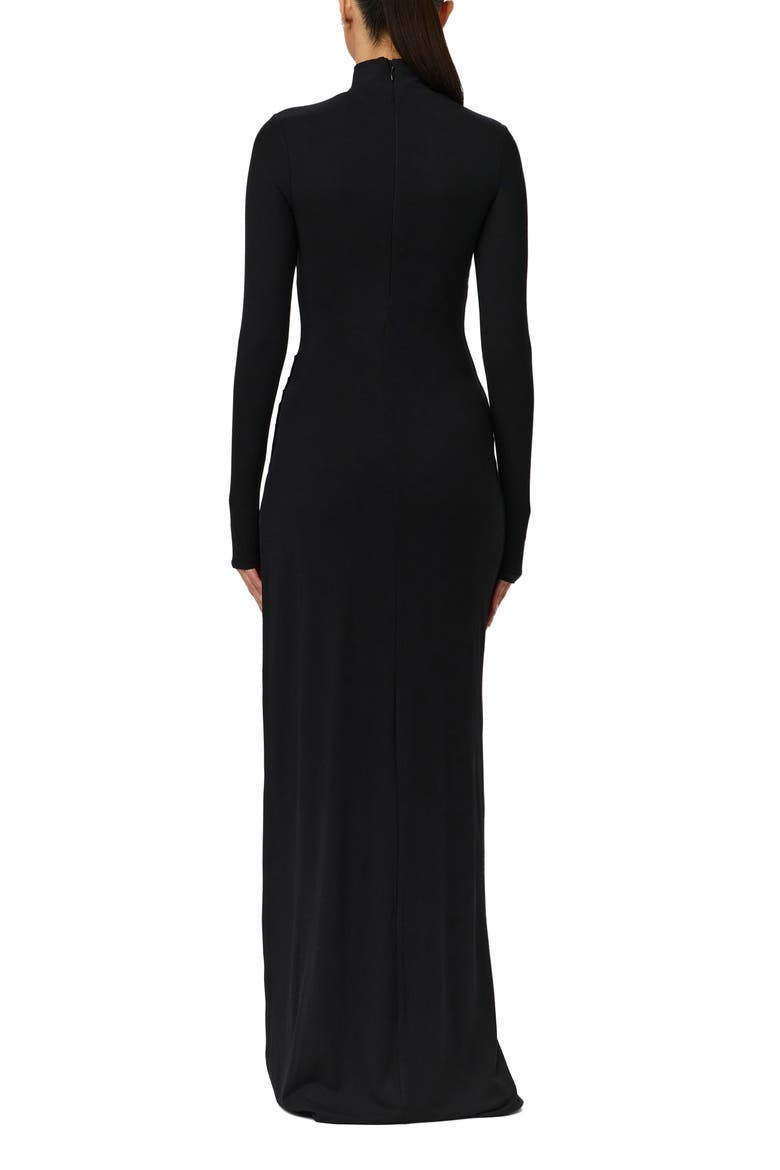 Butter Turtleneck Long Sleeve Maxi Dress, Alternate, color, BLACK