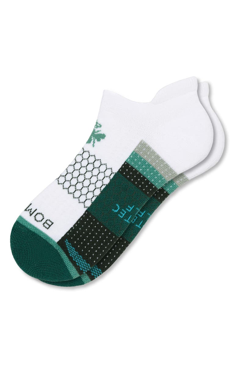 Bombas Solid Contrast Toe Golf Ankle Socks, Main, color, Forest Green / Blue