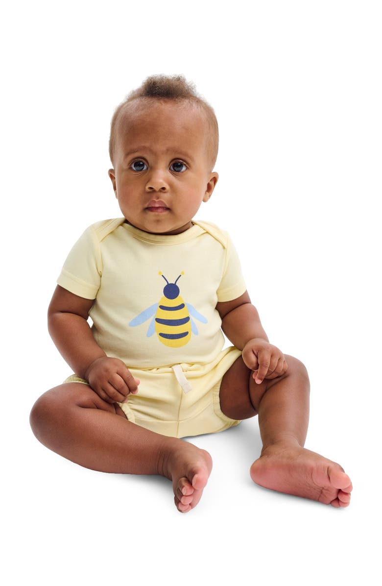 Primary Organic Short Sleeve Bumblebee Babysuit, Alternate, color,